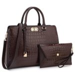 Dasein Women’s Designer Leather Satchel Top Handle Shoulder Bag Padlock Tote Handbag w/Coin Purse