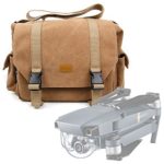 DURAGADGET Tan-Brown Large Sized Canvas Carry Bag with Customizable Interior Storage Compartment & Adjustable Shoulder Strap for The DJI Mavic PRO Fly