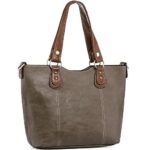 UTAKE Handbags for Women Top Handle Shoulder Bags PU Leather Tote Purse Meduim Size Brown Grey