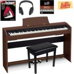 Casio Privia PX-770 Digital Piano – Brown Bundle with Furniture Bench, Instructional Book, Austin Bazaar Instructional DVD, and Polishing Cloth