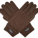 Bruceriver Men’s Pure Wool Knitted Gloves with Thinsulate Lining Size L/XL (Brown)