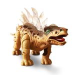 LilPals Live Action Brown Stegosaurus Walking Dinosaur – Battery Powered, with Dinosaur Sounds and Color Changing Lights (Brown)
