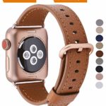 Compatible Iwatch Band 42mm 44mm – PEAK ZHANG Women Small Genuine Leather Replacement Strap Series 4/3 Gold Adapter Buckle Compatible Series 4 (40mm) Series 3 (40mm) Gold Aluminum,Light Brown