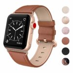 SWEES Compatible for Apple Watch Band 38mm 40mm, Genuine Leather Strap with Rose Gold Clasp Compatible iWatch Apple Watch Series 4 Series 3 Series 2 Series 1, Sports & Edition Women, Classic Brown
