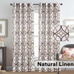 H.VERSAILTEX 2 Pack Ultra Luxurious High Woven Linen Elegant Curtains Breathable and Airy Drapes for Bedroom Nickel Gromment Top 52 by 96 Inch, Set 2 Panels, Taupe and Brown Geo Pattern