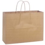 ABC Kraft Paper Shopping Bag Vogue, 16 x 6 x 12 1/2″, Natural Brown – 250 Bags