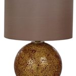 Catalina Lighting 20638-000 Maui Table Lamp with Light Brown Faux Silk Drum Shade, Medium, Red & Gold Crackle Glass