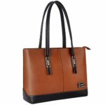 ZMSnow Laptop Bag, Classic Contrast Color Women Work Tote Bag 15.6 Inch Briefcase for Business College Travel (2-Brown)