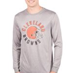 Icer Brands NFL Cleveland Browns T-Shirt Athletic Quick Dry Long Sleeve Tee Shirt, Large, Gray