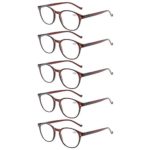5 Pairs Reading Glasses – Standard Fit Spring Hinge Readers Glasses for Men and Women (5 Pack Brown, 2.25)