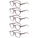 5 Pairs Reading Glasses – Standard Fit Spring Hinge Readers Glasses for Men and Women (5 Pack Brown, 2.25)