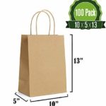 Brown Kraft Paper Gift Bags Bulk with Handles [ Ideal for Shopping, Packaging, Retail, Party, Craft, Gifts, Wedding, Recycled, Business, Goody and Merchandise Bag] (100 Counts)
