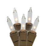 Set of 50 Clear Mini Christmas Lights – Brown Wire