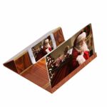 3D Phone 12 Inch Screen Magnifier Stereoscopic Amplifying Desktop Wood Bracket for All Kinds of Phone (Brown)