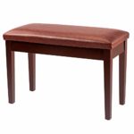 Bonnlo Brown Duet Piano Bench with Storage Compartment and Thick Cushion Hinged top Artist Duet Seat