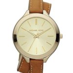 MICHAEL KORS Mk2256 Slim Runway Luggage Leather Double Wrap Strap Watch Watch For Women