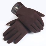 FAPIZI Winter Mens Full Finger Smartphone Touch Screen Cashmere Gloves Mittens (Brown)
