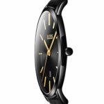 OLEVS Men’s Ultra Thin Minimalist Wrist Watch Analog Quartz Deep Blue Dial with Yellow/Brown/Black PU Leather Band, Water Resistant & Calendar Window