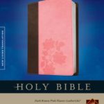 Slimline Center Column Reference Bible NLT, TuTone (LeatherLike, Dark Brown/Pink Flowers)