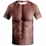 Zulmaliu Men’s Tees Six Pack Muscle Men T-Shirt Superhero Short Sleeve for Guys (Z Brown 1, 2XL)