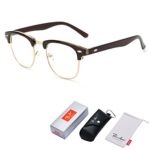 Pro Acme Vintage Inspired Semi-Rimless Clubmaster Clear Lens Glasses Frame Horn Rimmed (Brown)