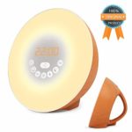 Sunrise Alarm Clock, Digital Clock, Wake Up Light with 6 Nature Sounds, FM Radio and Touch Control (Brown-Wood)