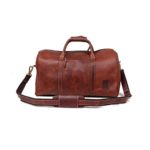 Leather Castle Genuine Vintage Men’s Duffel Sports Gym, Travel, Carry-on Luggage Bag, Hickory Brown