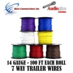 Trailer Light Cable Wiring For Harness 100ft spools 14 Gauge 7 Wire 7 colors