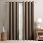Blackout Curtains for Living Room 84 inch Length Bedroom Window Curtains Triple Weave Room Darkening Curtain Panels Thermal Insulated Grommet Top Drapes, Brown, 1 Panel