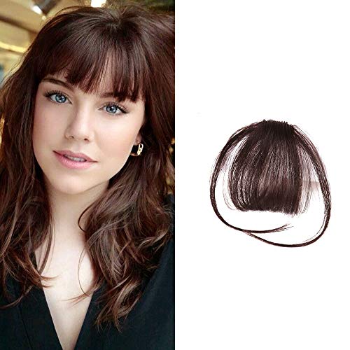 HIKYUU Dark Brown Neat Bangs with Temples Clip in Hair Extensions Bangs