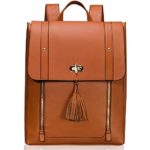 Estarer Women PU Leather Backpack 15.6inch Laptop Vintage College School Rucksack Bag(brown)