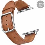 Compatible with Apple Watch Sports Band Series 4 (44mm, 40mm) Series 3 Series 2 Series 1 (42mm, 38mm) | Premium Genuine Leather Replacement Strap for iWatch (Brown, 44mm/42mm)