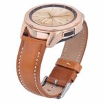CAGOS Compatible Galaxy Watch 42mm Bands Women Men, Ticwatch E Leather Accessory Leather Band Wristband Strap Replacement for Garmin Vivoactive 3/Gear S2 Classic/Gear Sport Smartwatch-Light Brown