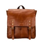 Finelaer Retro Light Brown Leather Travel Laptop Backpack