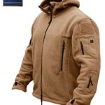 CRYSULLY Men Winter Cotton Casual Fishing Hoodie Windproof Soft Fleece Outdoor Snow Jacket Ski Coat Brown