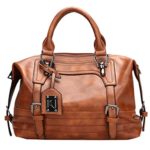 Juilletru Brown Women Tote Bags PU Leather Handbags Top Handle Vintage Purse Crossbody Shoulder Bag