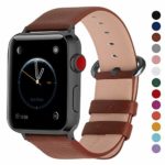 Fullmosa Compatible Smart Watch Band 44mm 42mm 40mm 38mm, Genuine Leather Band Compatible Watch Series 4, Series 3, Series 2, Series1, 44mm 42mm Brown + Gunmetal Buckle