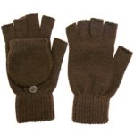 Winter Fingerless Gloves with Flap Cover Mitten Gloves, 56_Brown
