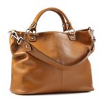 Kattee Women’s Soft Genuine Leather 3-Way Satchel Tote Handbag Orange
