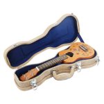 FINO Concert 23″ Ukulele Protective Carrying Case Padded with Lock/Key,Uke Travel Hard Case,Waterproof,PU Leather with Handle,Light Brown
