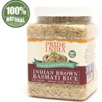 Pride Of India – Extra Long Brown Basmati Rice – Naturally Aged Healthy Grain, 1.5 Pound Jar
