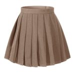 Beautifulfashionlife Women`s School Uniform High Waist Flat Pleated Skirts (4XL,Dark Brown)