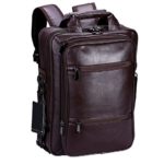 VIDENG Pro Laptop Leather Backpack Multi-Purpose Rucksack Briefcase Messenger Shoulder Bag Fits Up to 17inch for College School Students Business (S6-Brown)
