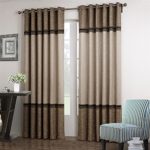 Dreaming Casa 1 Panel Grommet Top Solid Polyester Window Curtain Treatment Beige&Brown Two Tone 42″ W x 96″ L