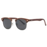 AEVOGUE Polarized Sunglasses Semi-Rimless Frame Brand Designer Classic AE0369 (Brown Woodgrain&Black, 48)