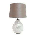 Simple Designs Home LT3304-PRL 1 Light Pearl Table Lamp, 10.75″ x 10.75″ x 18″, Light Brown Fabric Shade