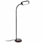 Brightech Litespan Slim- 2nd Edition LED Reading & Craft Floor Lamp – Dimmable & Light Color Adjustable with Touch Switch – Standing Tall Pole Task Lamp with Gooseneck for Office – Brown