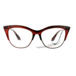 SA106 Womens High Point Squared Half Rim Look Cat Eye Glasses Brown