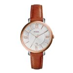 Fossil Women’s Jacqueline Watch in Rose Goldtone with Light Brown Leather Strap