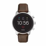 Fossil Men’s Gen 4 Explorist HR Stainless Steel and Leather Touchscreen Smartwatch, Color: Silver, Brown (Model: FTW4015)